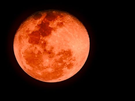 Bloodmoon or red moon on dark sky