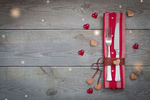 Valentine`s day or Wedding place dinner setting, restaurant festive menu concept
