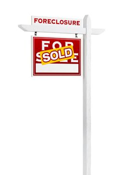 Left Facing Foreclosure Sold For Sale Real Estate Sign Isolated 