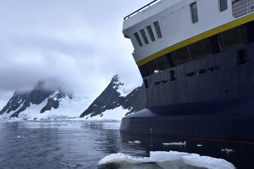cruise ship on icy waters