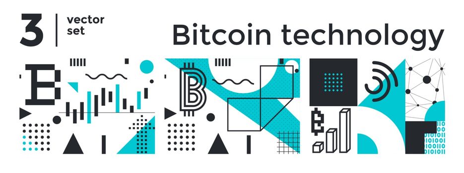 Vector set abstract background bitcoin technology