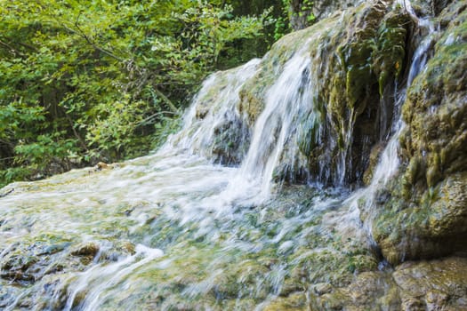 Mountain waterfall at polilimnio, Messinia, Greece
