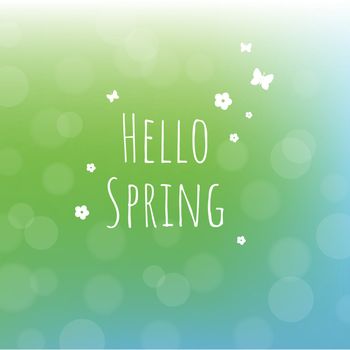 Hello Spring Background With Gradient Mesh, Vector Illustration