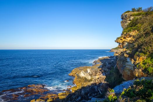 Manly Beach coastal cliffs, Sydney, Australia