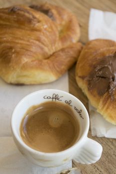 expresso coffee and chocolate filled croissant