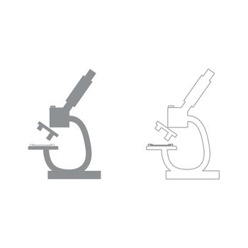 Microscope grey set icon .