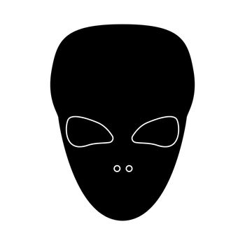 Extraterrestrial alien face or head black color icon .