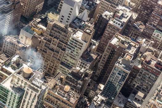 New York City, Midtown Manhattan building rooftops. USA.