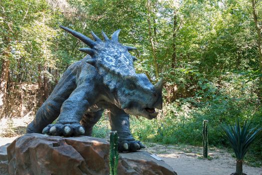prehistoric dinosaur styracosaurus in nature