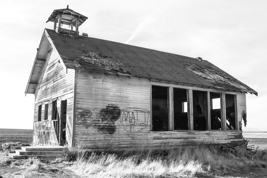 Weathered Schoolhouse in Rural Washington