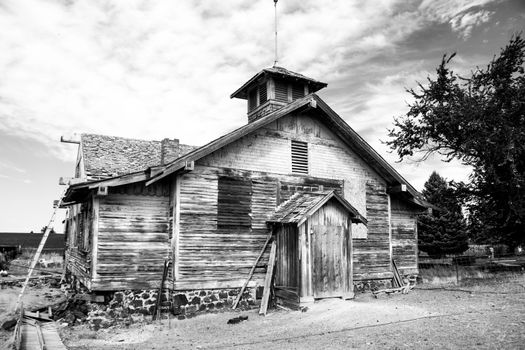 Weathered Schoolhouse in Rural Idaho