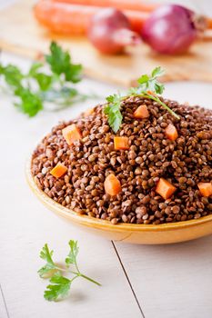 Bowl Of Lentils With Carrots