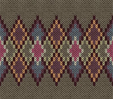 Seamless Pattern. Knit Woolen Trendy Ornament Texture. Fabric Color Tracery Background.