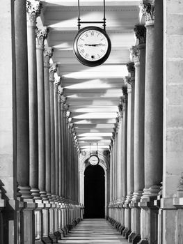 Long colonnade corridor perspective