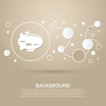 Airship Icon on a brown background with elegant style and modern design infographic. Vector
