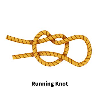 Running sea knot. Bright colorful how-to guide on white