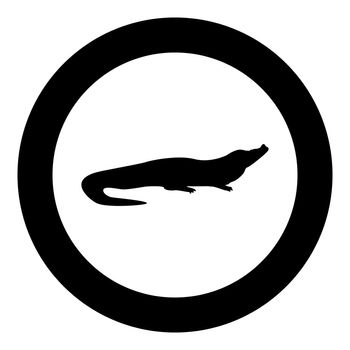 Crocodile black icon in circle vector illustration