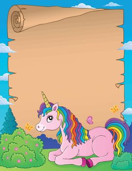 Parchment with lying unicorn theme 1 - eps10 vector illustration.
