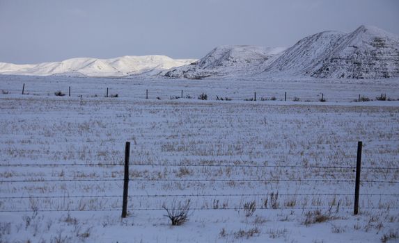 Winter Scene Saskatchewan Badlands