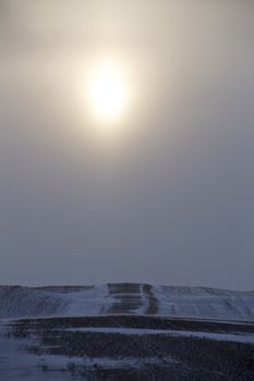 Winter Scene Saskatchewan Badlands
