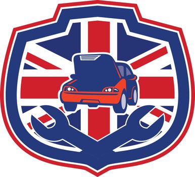 British Auto Repair Shop Union Jack Flag Crest