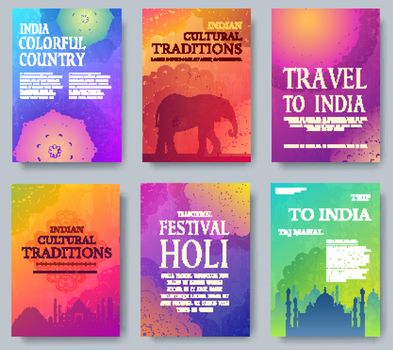 Set of indian Holi day festival ornament. Art India traditional, book, poster, abstract, ottoman motifs, element. Vector decorative ethnic greeting card or invitation design background