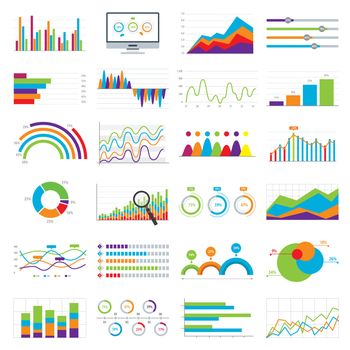 Business data market charts diagrams and graphs