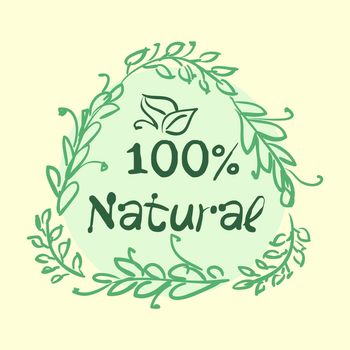 Flat label collection of 100 organic product and premium quality natural food badge elements. Isolated on white background. design style modern concept.