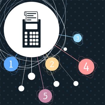calculator icon with the background to the point and with infographic style. 