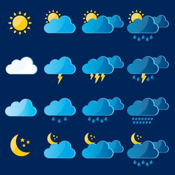 Meteorology, weather and climate  icons.