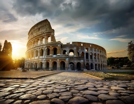 Colosseum in Rome at sunset