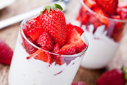 Glasses Of Strawberry Yogurt