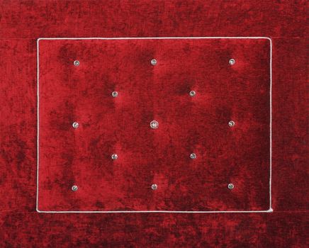 Red soft velvet bed headboard with rhinestones