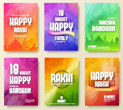 Set of Indian rakhi in english translate festival ornament. Art traditional, book, poster, abstract, ottoman motifs, element. Vector decorative ethnic greeting card or invitation design background