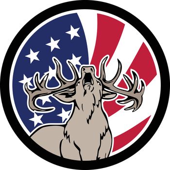 North American Deer USA Flag Icon