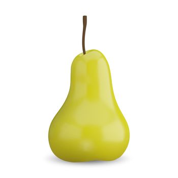 3D Illustration of a Yellow Pear on a White Background