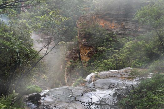 Flowing over the ledge at Wentworth Falls