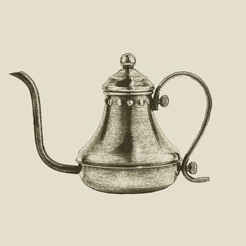 hand drawn vintage kettle
