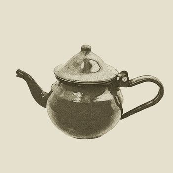 hand drawn vintage kettle