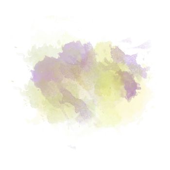 Green , yellow  and purple watercolor painted stain isolated on 