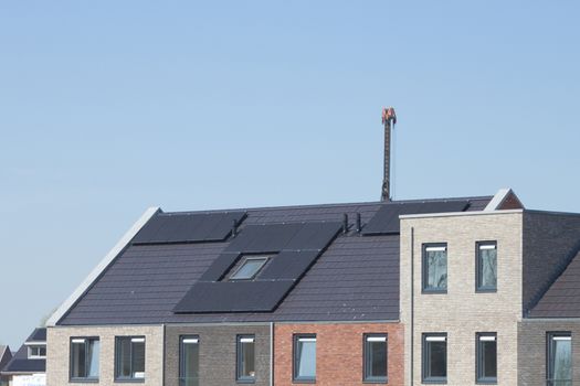 Solar panels on roof of a new house
