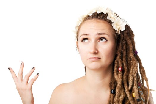 confused girl with dreadlocks