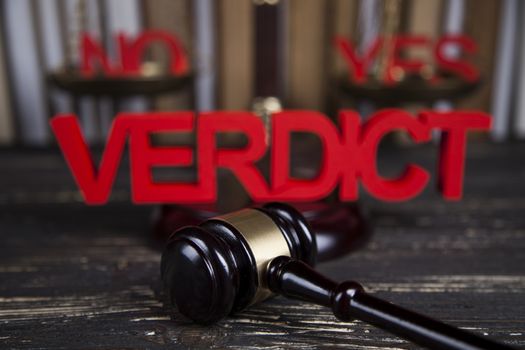 Verdict, Court gavel,Law theme, mallet of judge
