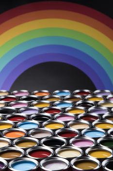 Rainbow, tin metal cans with color paint