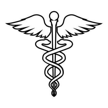 Caduceus health symbol Asclepius's Wand icon black color illustration flat style simple image