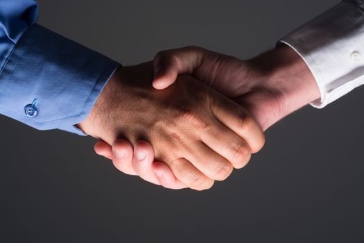 Two male businessman hands shaking