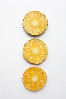 Slices of pineapple  isolated on white.