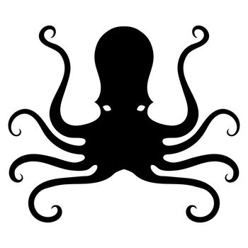 Octopus Icon Isolated. Stilized Logo Design. Sea Food Symbol.