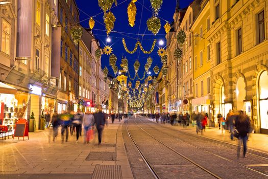 Graz golden street evening advent view