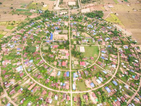 Aerial view of the village in a circle